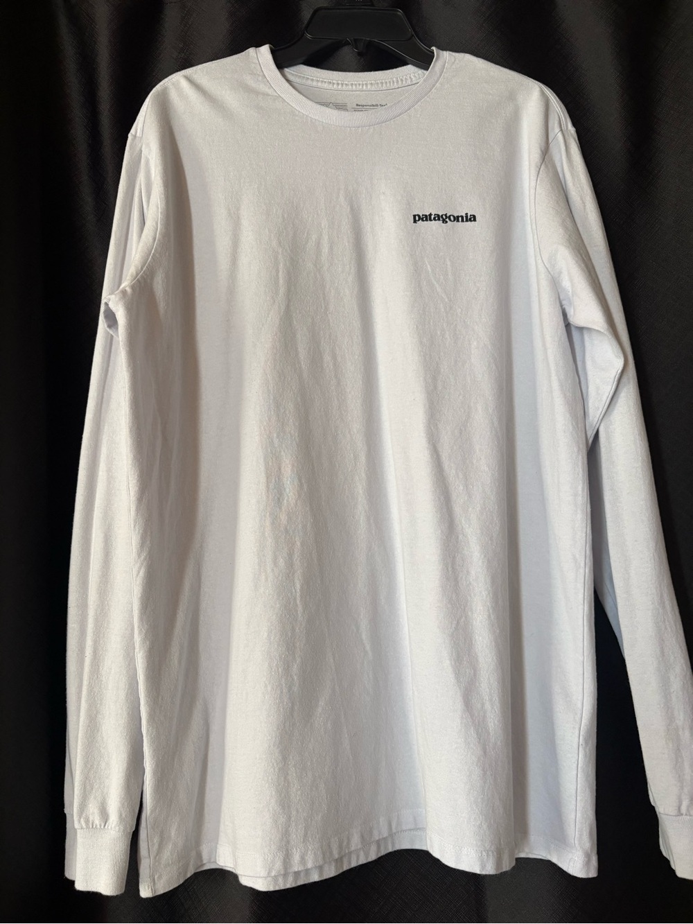 Patagonia White Long-Sleeve Crew Logo Tee